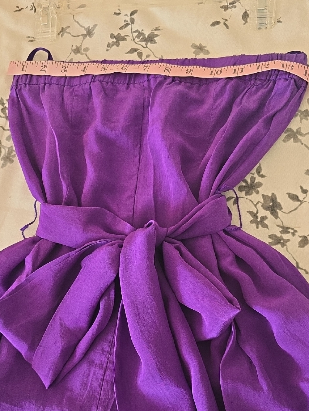 BCBGMaxAzria Strapless Purple Maxi Jumsuit with Waist Tie, Sz XS